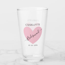 Bridesmaid Pink Heart Bridal Partij Gepersonalisee Glas