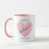 Bridesmaid Pink Heart Bridal Partij Gepersonalisee Mok (Links)
