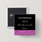 Bridesmaid Pink Leopard Z002 Vierkante Button 5,1 Cm (Voorkant /achterkant)