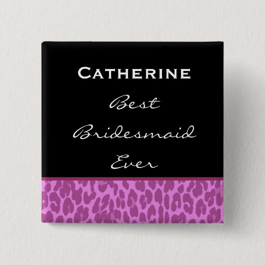 Bridesmaid Pink Leopard Z002 Vierkante Button 5,1 Cm (Voorkant)