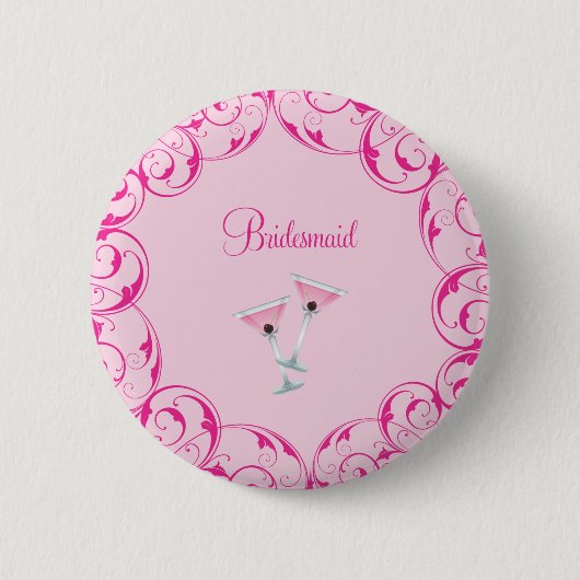 Bridesmaid Pink Martini Button (Voorkant)