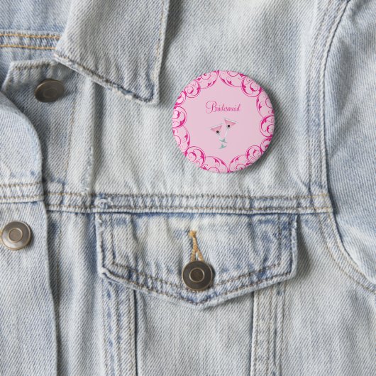 Bridesmaid Pink Martini Button (In situ)
