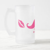 Bridesmaid Pink Mustache Frosted Glass Mok (Links)
