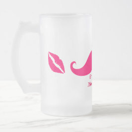 Bridesmaid Pink Mustache Frosted Glass Mok