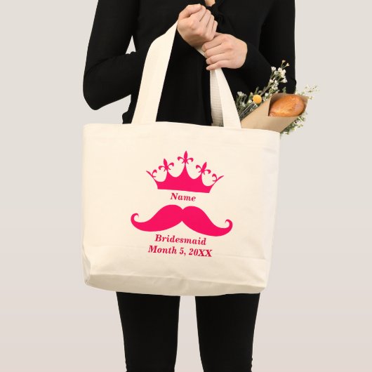 Bridesmaid Pink Mustache Jumbo Tas (Voorkant (product))