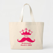 Bridesmaid Pink Mustache Jumbo Tas (Voorkant)