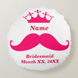 Bridesmaid Pink Mustache Round Throw Pillow Rond Kussen