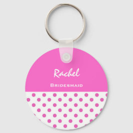 Bridesmaid Pink Polka Dots KC03 Sleutelhanger