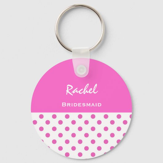 Bridesmaid Pink Polka Dots KC03 Sleutelhanger (Voorkant)