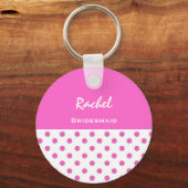 Bridesmaid Pink Polka Dots KC03 Sleutelhanger (Voorkant)