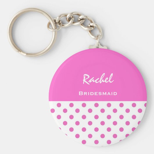 Bridesmaid Pink Polka Dots KC03 Sleutelhanger (Voorkant)