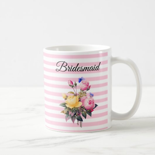 Bridesmaid Pink Rose Bouquet - Gepersonaliseerd sl Koffiemok (Rechts)