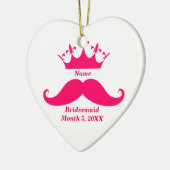 Bridesmaid Pink Tiara en Mustache Heart Ornament (Links)