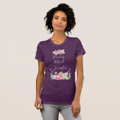 Bridesmaid Pink Waterverf Floral Lijst T-shirt (Voorkant volledig)