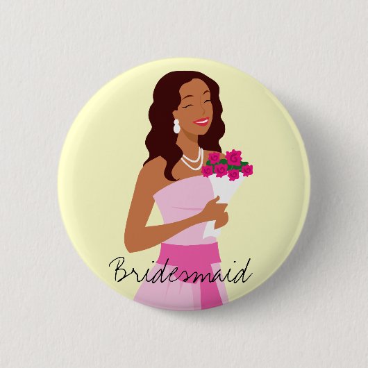 Bridesmaid Pink Wedding Gown Button (Voorkant)