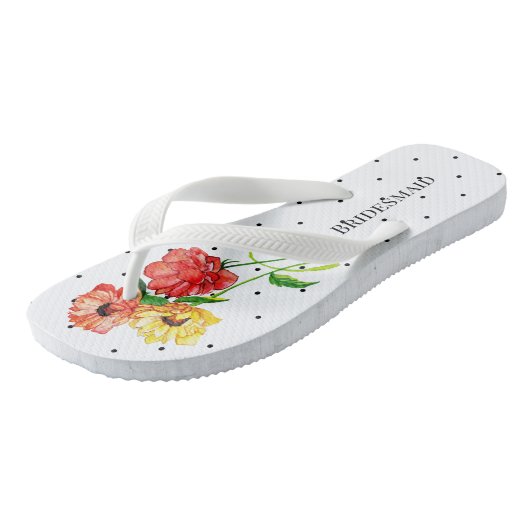 Bridesmaid Polka Dot Floral Teenslippers (Schuin)