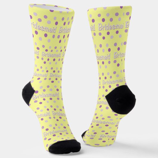 Bridesmaid Polka Dot Pattern on Yellow Socks Sokken (Gebogen)