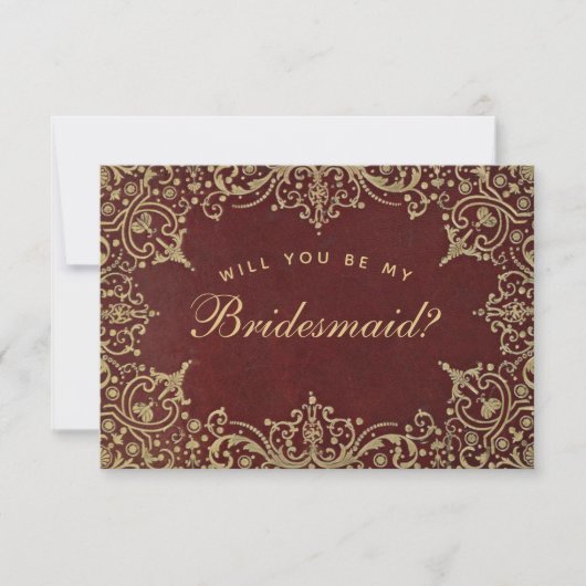 Bridesmaid proposal Burgundy Gold Elegant  (Voorkant)