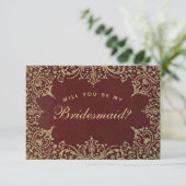 Bridesmaid proposal Burgundy Gold Elegant  (Staand voorkant)