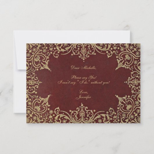 Bridesmaid proposal Burgundy Gold Elegant (Achterkant)