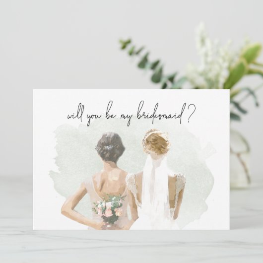 Bridesmaid proposal Green Waterverf (Staand voorkant)