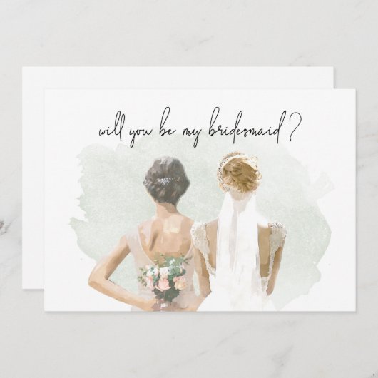 Bridesmaid proposal Green Waterverf (Voorkant / Achterkant)