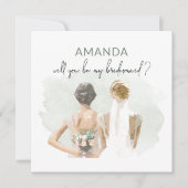 Bridesmaid proposal Green Waterverf Kaart (Voorkant)