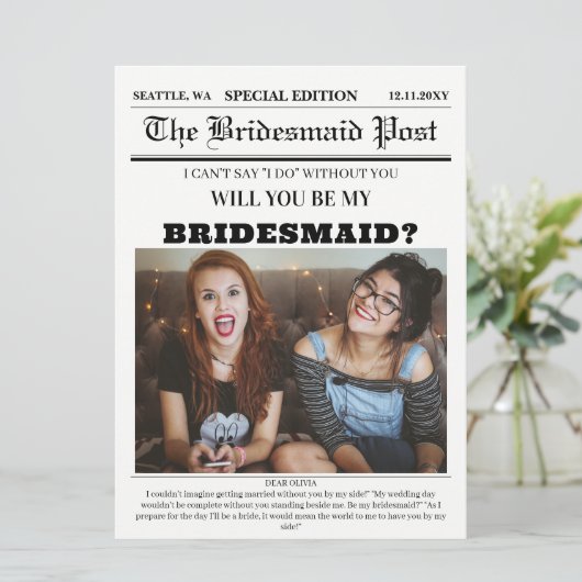 Bridesmaid Proposal Kaart (Staand voorkant)