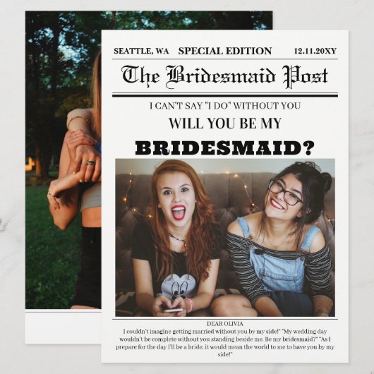 Bridesmaid Proposal Kaart (Voorkant / Achterkant)