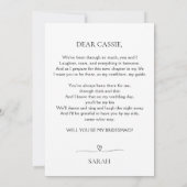 Bridesmaid proposal Kaart Modern minimalist Simple Notitiekaartje (Achterkant)