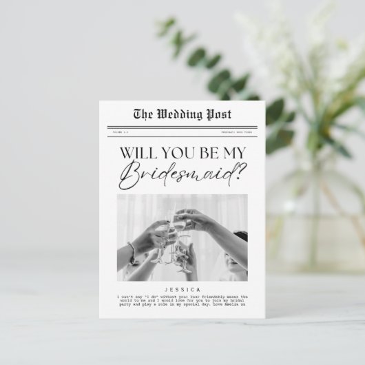 Bridesmaid Proposal,  krant Briefkaart (Staand voorkant)
