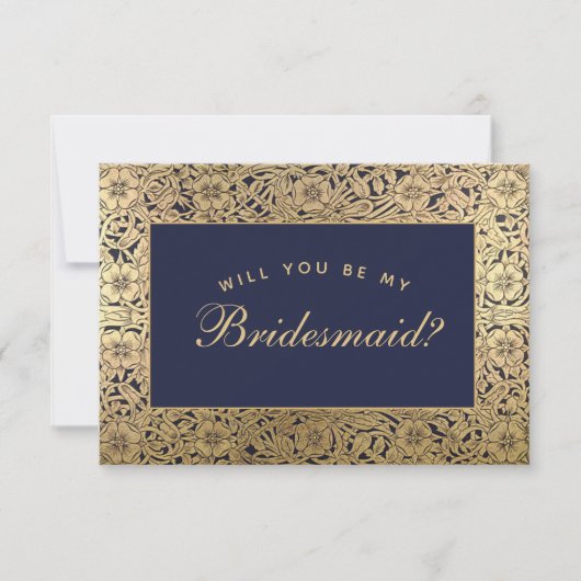 Bridesmaid proposal Navy Blue Gold Rozen  (Voorkant)