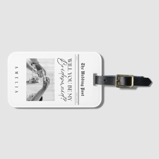 Bridesmaid Proposal Newspaper Bagagelabel (Voorkant (horizontaal))