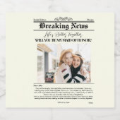 Bridesmaid Proposal Newspaper Cover 1 Photo Sparkling Wijnetiket (Enkel label)