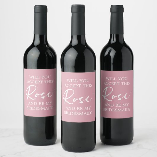 Bridesmaid proposal Roos' Wine Label Wijn Etiket (Flessen)