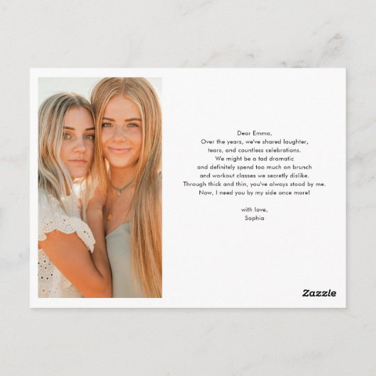 Bridesmaid Proposal Script Signature Photo Briefkaart (Achterkant)