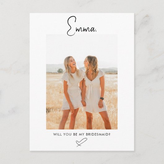 Bridesmaid Proposal Script Signature Photo Briefkaart (Voorkant)