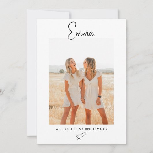 Bridesmaid Proposal Script Signature Photo Kaart (Voorkant)