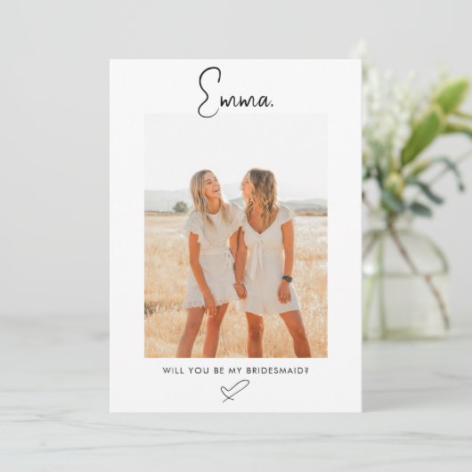 Bridesmaid Proposal Script Signature Photo Kaart (Staand voorkant)