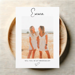 Bridesmaid Proposal Script Signature Photo Kaart