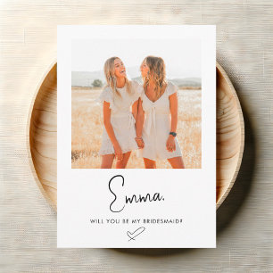 Bridesmaid Proposal Script Signature Photo Kaart