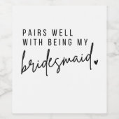 Bridesmaid proposal Wine Label, Bridesmaid Gift Wijn Etiket (Enkel label)