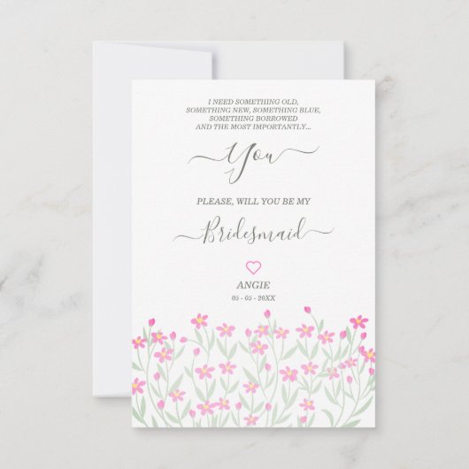 Bridesmaid Proposal with Selfie Wildflowers Border (Achterkant)