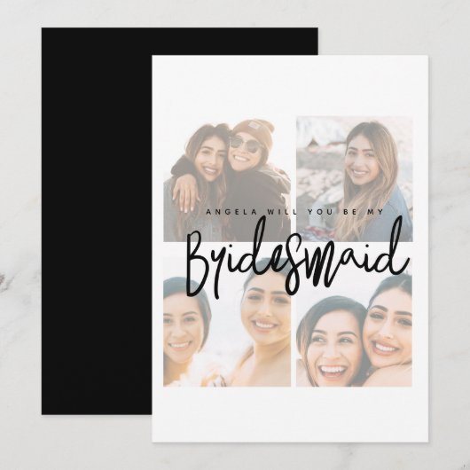 Bridesmaid propsal flauwte fotocollage platte Kaar (Voorkant / Achterkant)