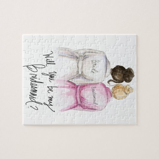 Bridesmaid? Puzzle Dark Br Bun Bride Blonde Bun Bm Legpuzzel (Horizontaal)
