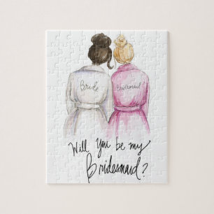 Bridesmaid? Puzzle Dark Br Bun Bride Blonde Bun Bm Legpuzzel