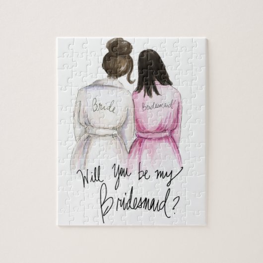 Bridesmaid? Puzzle Dark Br Bun Bride Dk Br Long Bm Legpuzzel (Verticaal)