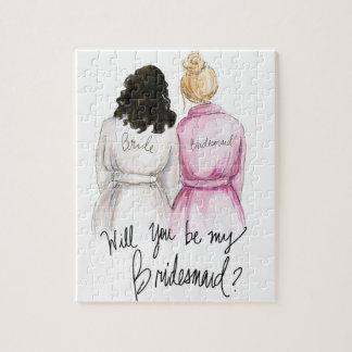 Bridesmaid? Puzzle Dark Curls Bride Blonde Bun Bm Legpuzzel