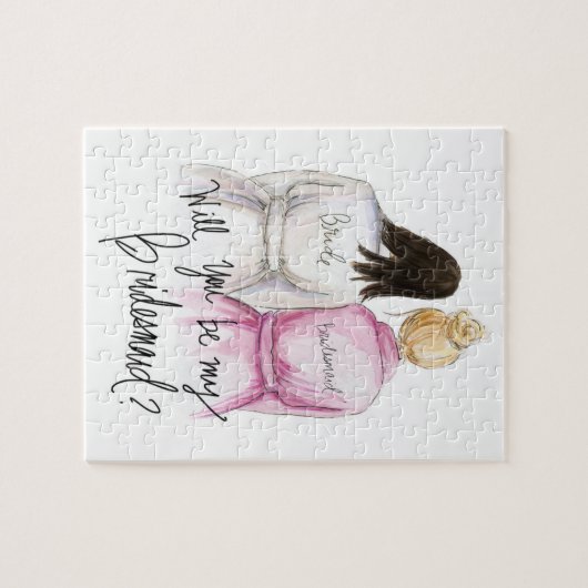 Bridesmaid? Puzzle Dk Br Bride Bl Bun Maid Legpuzzel (Horizontaal)