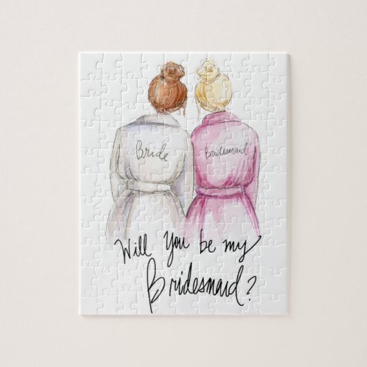 Bridesmaid? Puzzle Red Bun Bride Bl Bun Maid Legpuzzel (Verticaal)